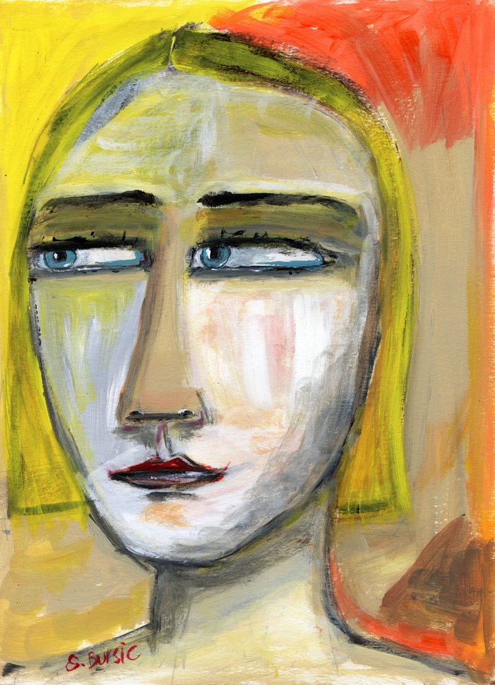 Blue Eyed Pensive Woman by Sharyn Bursic