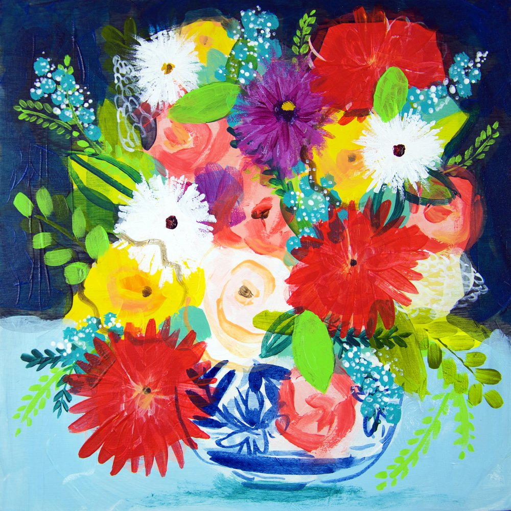 Vibrant Floral Still Life by Shelley Hampe