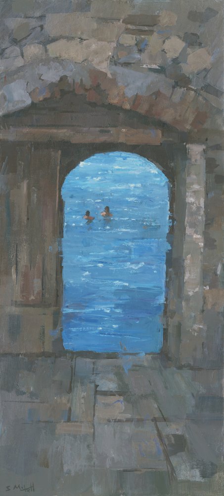 Swimmers Through Archway by Steve Mitchell