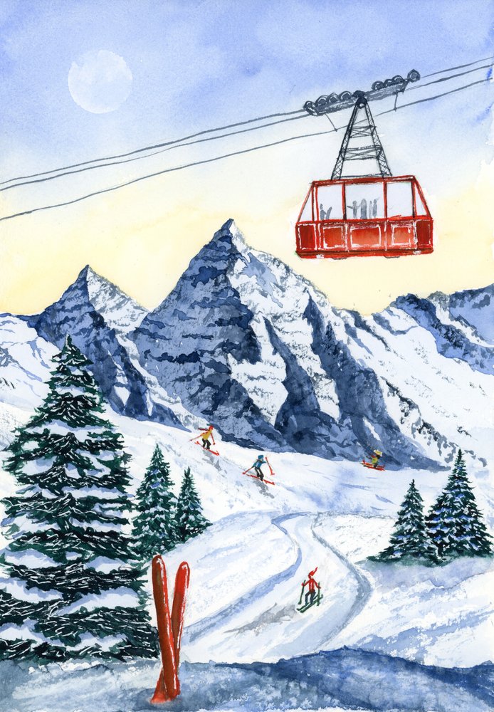 Winter Mountain Skiing by Suchi Deb