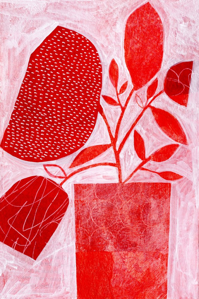 Abstract Red Botanicals by Susan Black
