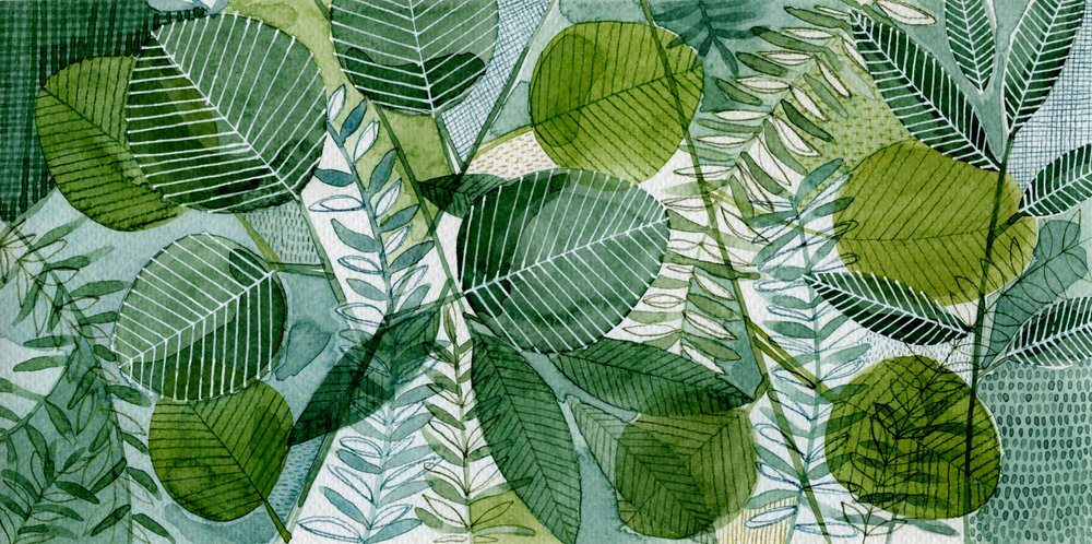 Botanical Green Pattern by Susan Black