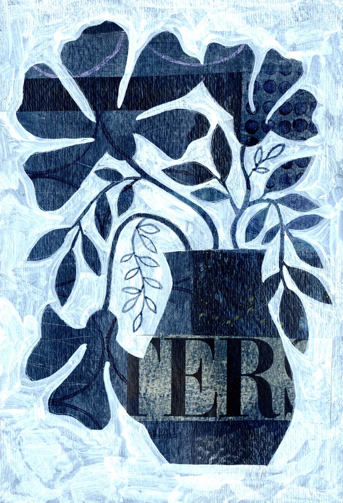 Indigo Floral Vase by Susan Black