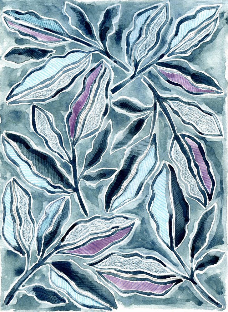 Muted Botanical Leaves by Susan Black