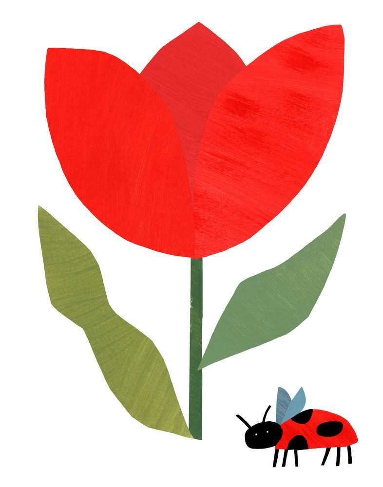 Red Tulip and Ladybug by Susan Black