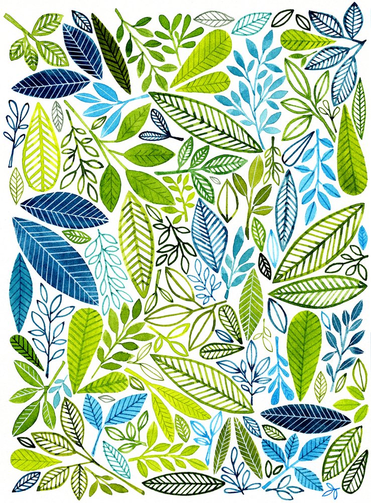 Vibrant Botanical Leaves by Susan Black