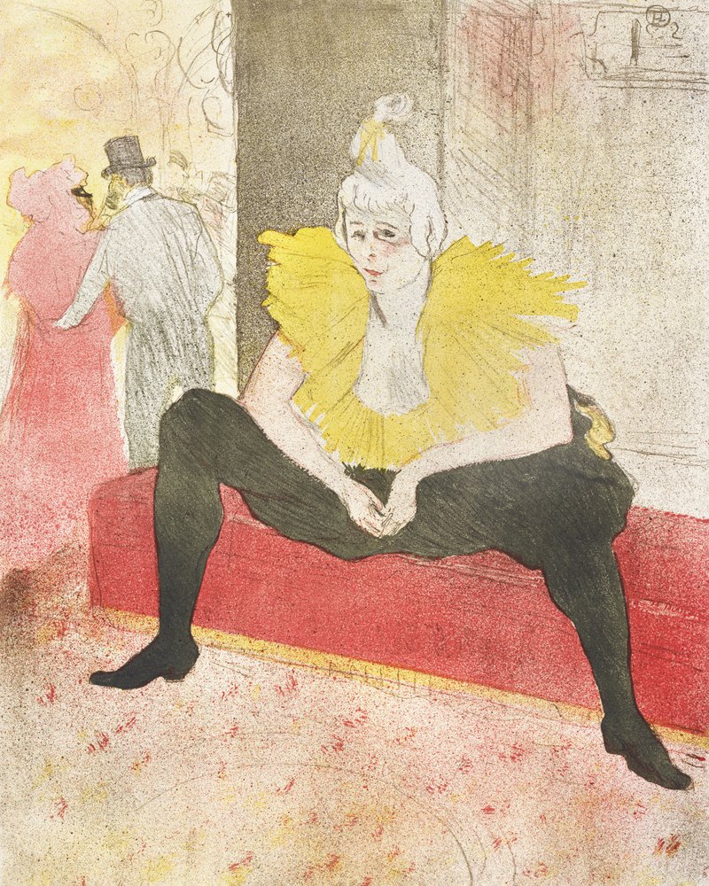 The Seated Clowness (Miss Cha U Kao) (1896) by TOULOUSE LAUTREC
