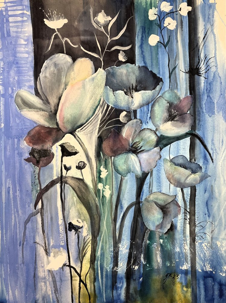 Ethereal Blue Flowers by Tanya Lundmark
