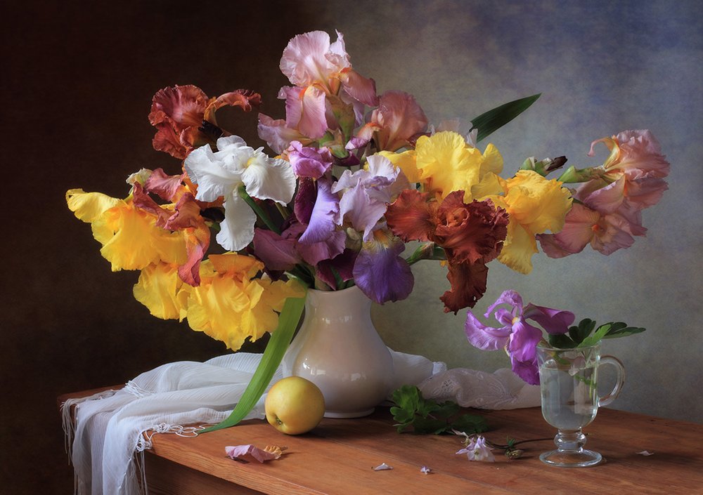Colorful Iris Bouquet by Tatyana Skorokhod
