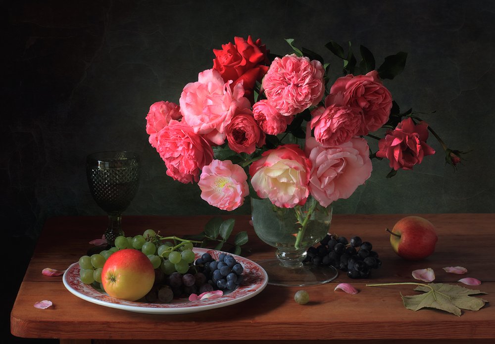 Dark Rose Still Life by Tatyana Skorokhod