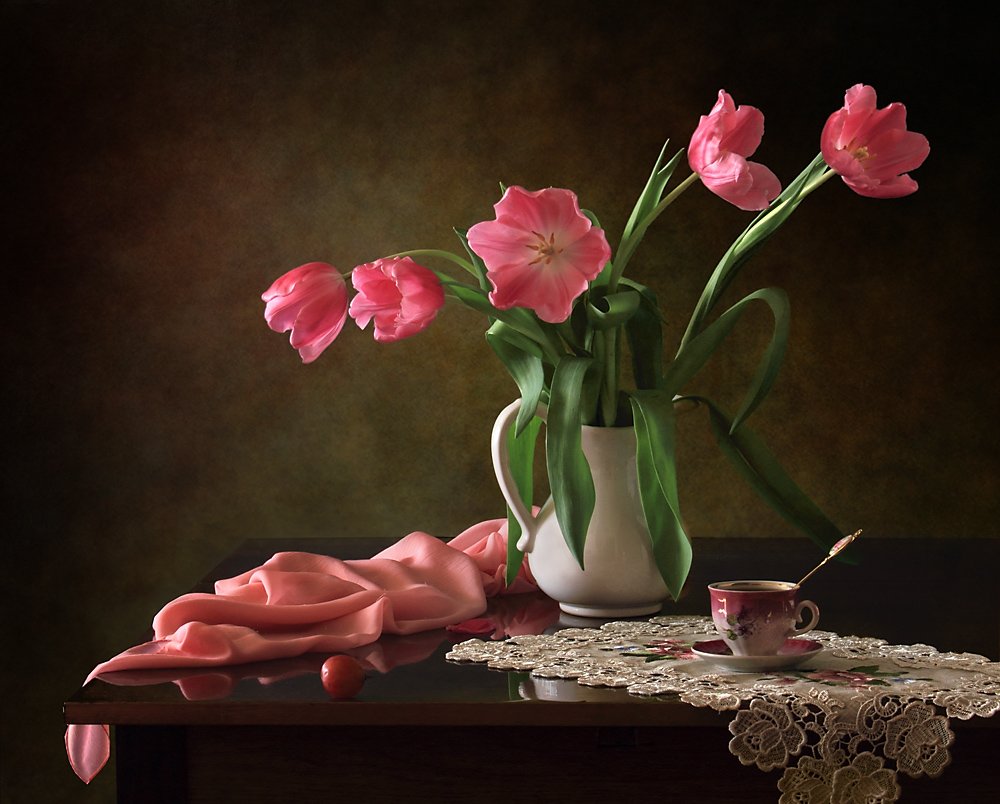 Elegant Pink Tulips by Tatyana Skorokhod