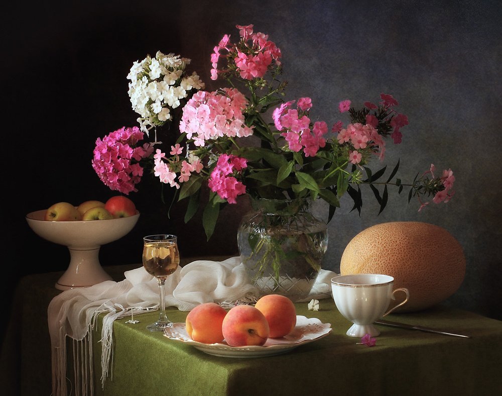 Phlox and Summer Fruit by Tatyana Skorokhod