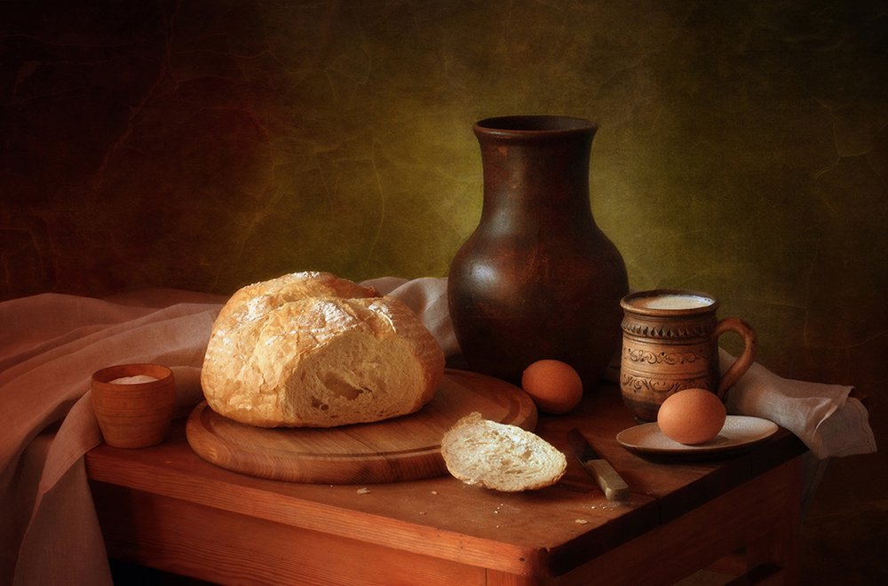 Rustic Bread and Milk by Tatyana Skorokhod