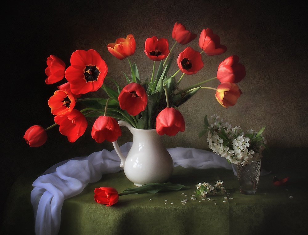 Vibrant Red Tulips by Tatyana Skorokhod
