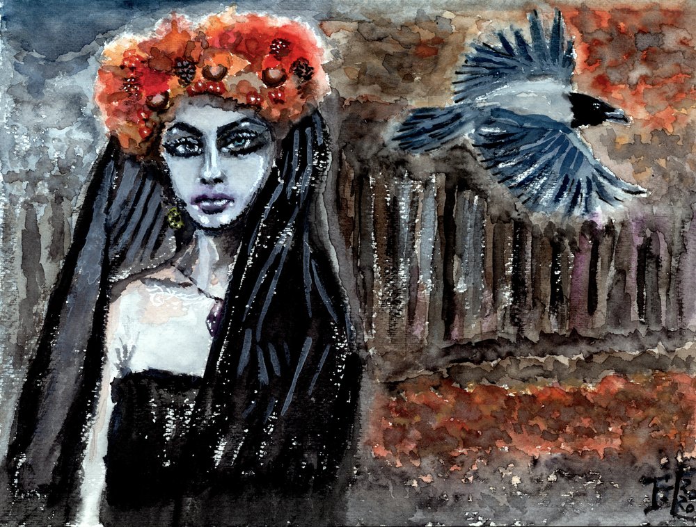 Veiled Woman and Crow by Tim Hoinkis