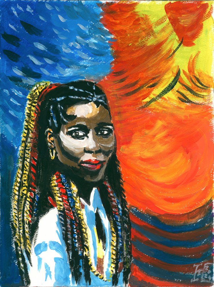 Woman with Colorful Braids by Tim Hoinkis