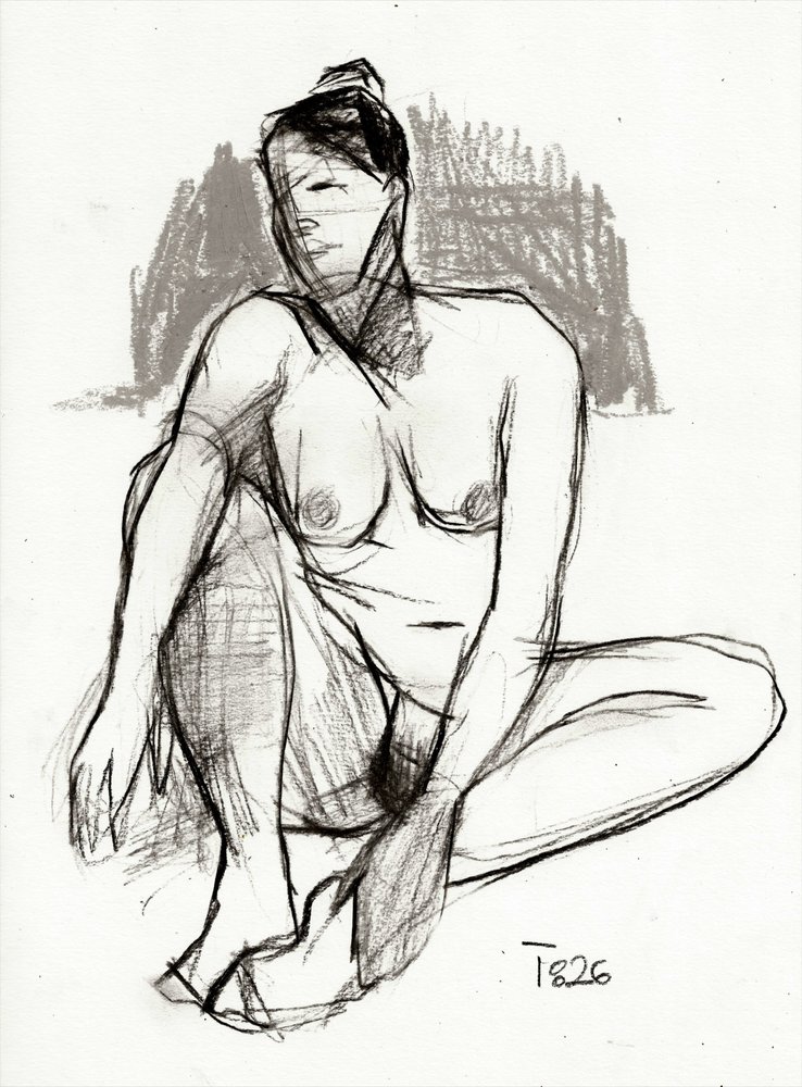 Expressive Seated Nude by Tore Bahnson