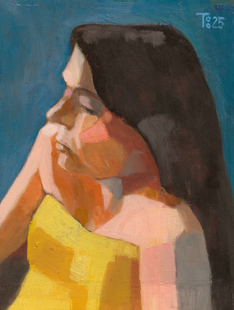 Pensive Woman Profile by Tore Bahnson