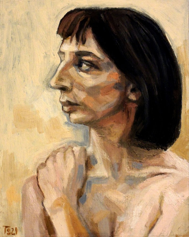 Pensive Woman Profile by Tore Bahnson
