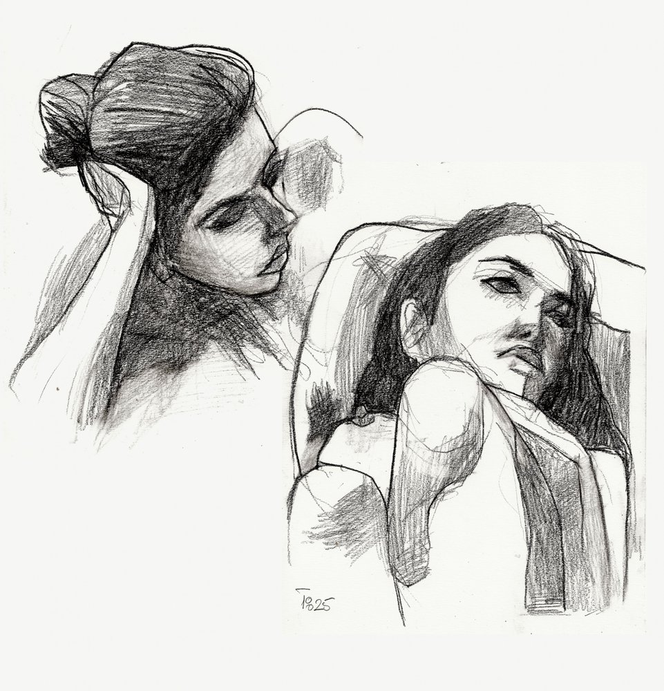 Pensive Women Sketch by Tore Bahnson