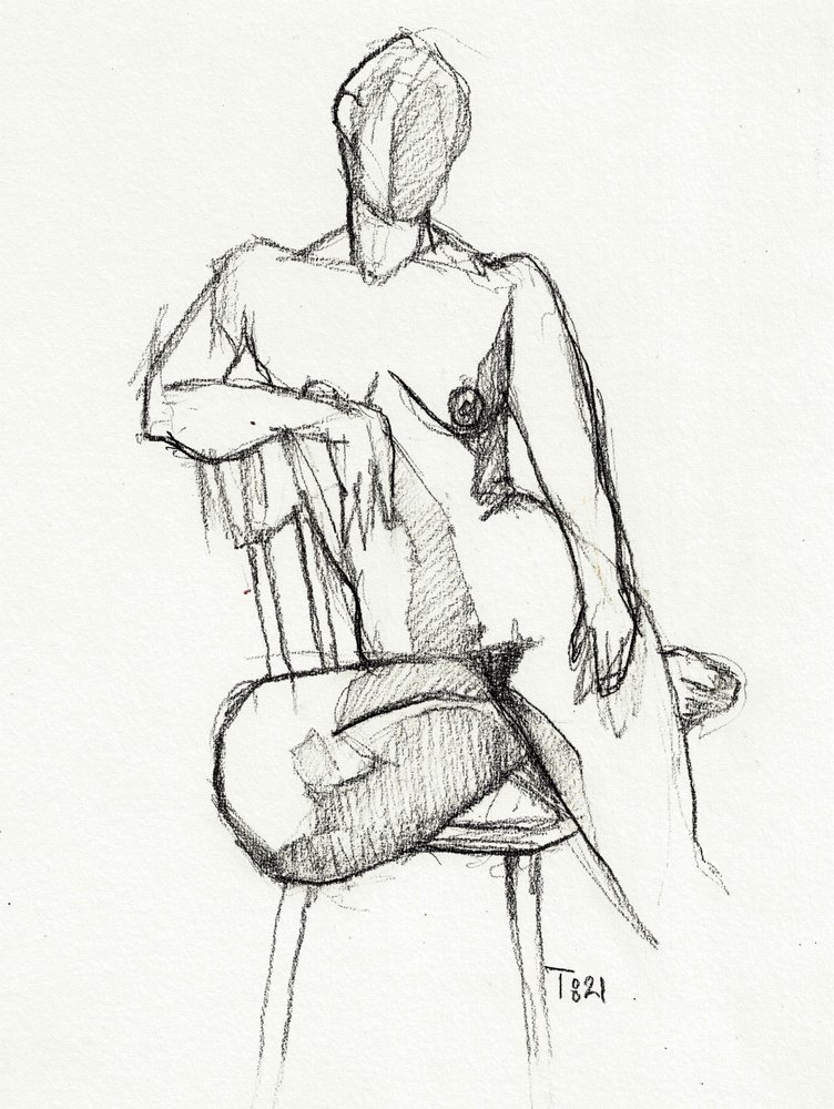 Seated Nude Study by Tore Bahnson