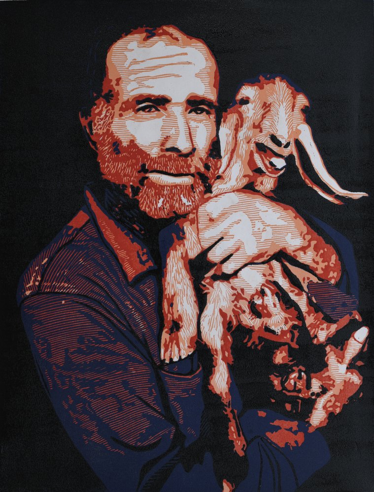 Bearded Man Happy Goat by Tosin Oyeniyi