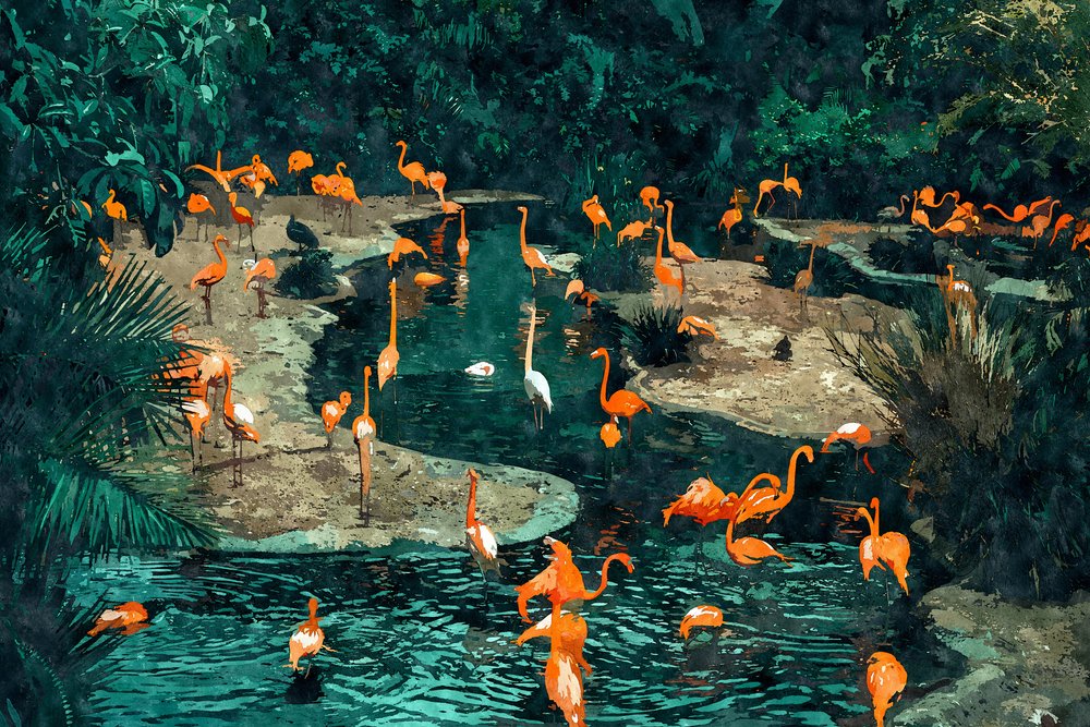 Flamingos in the Tropics by Uma Gokhale