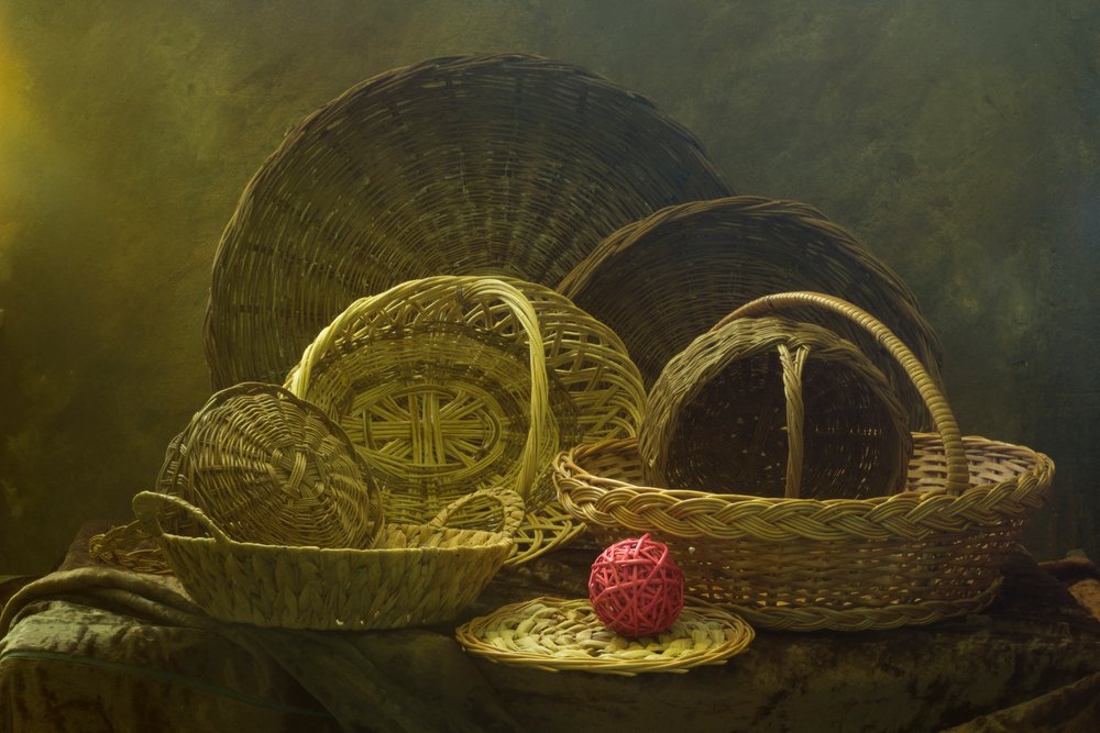 Rustic Woven Baskets Still Life by UstinaGreen