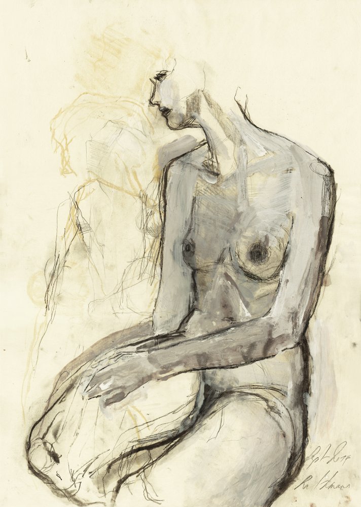 Contemplative Female Nude by Ute Rathmann