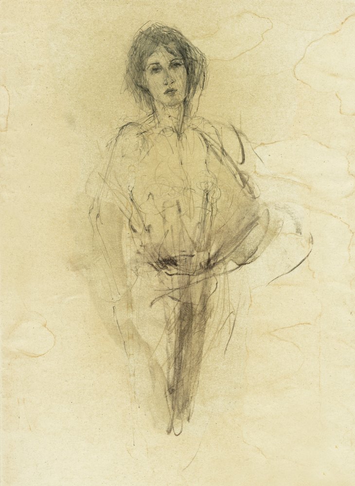 Pensive Woman Sketch by Ute Rathmann