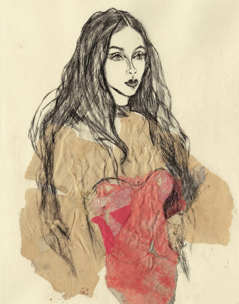 Red Fashion Portrait by Ute Rathmann