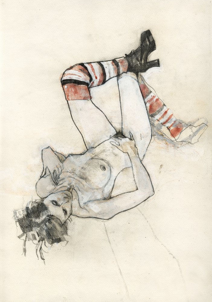 Sensual Figure With Striped Socks by Ute Rathmann