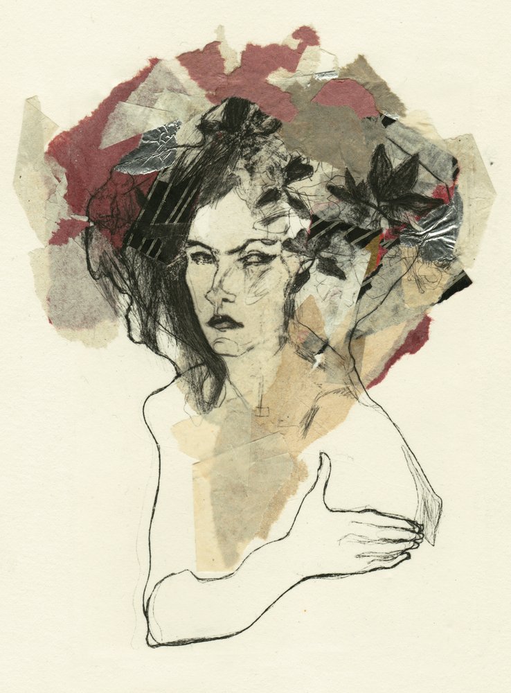 Thoughtful Woman Collage by Ute Rathmann
