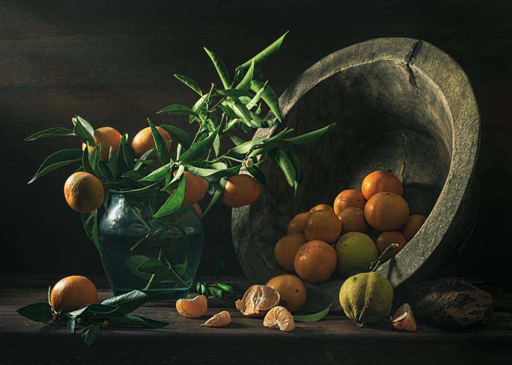 Rustic Mandarin Still Life by Vadim Kulinsky