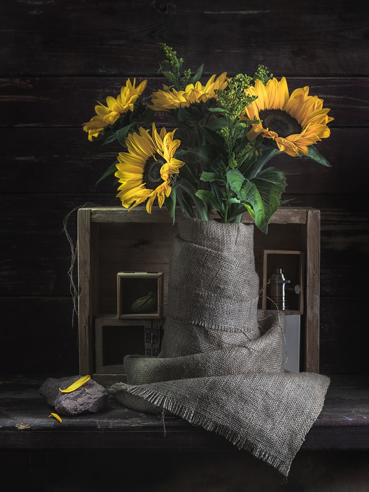Rustic Sunflower Still Life by Vadim Kulinsky