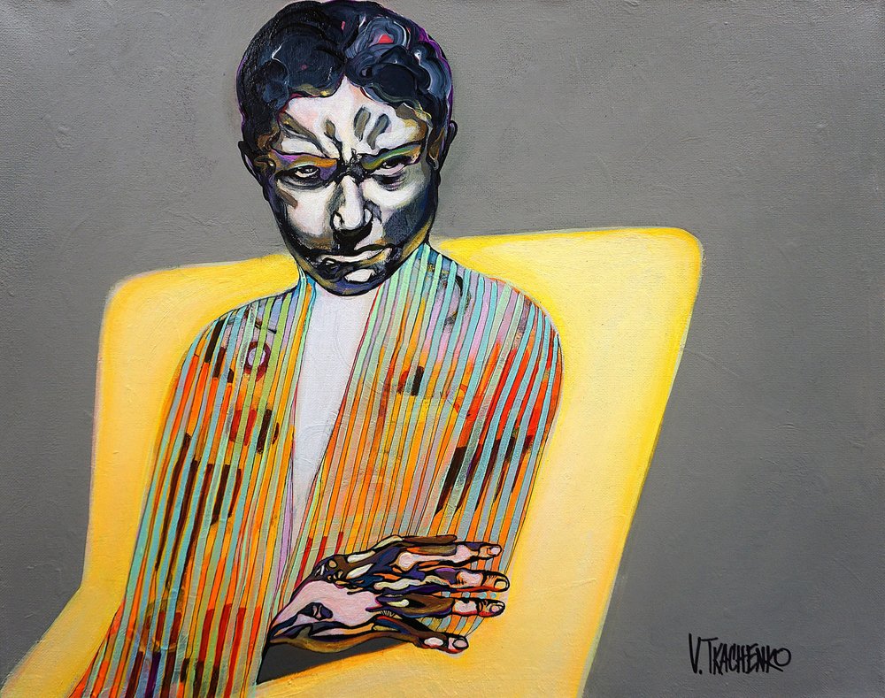 Expressive Striped Man by Victor Tkachenko