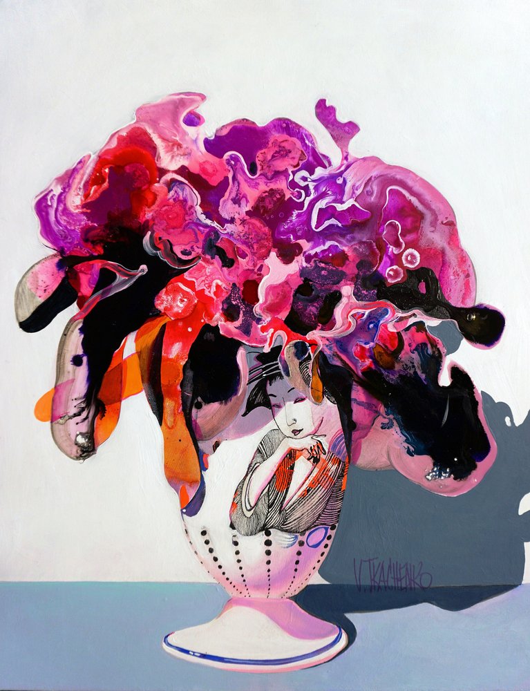 Vibrant Floral Woman by Victor Tkachenko