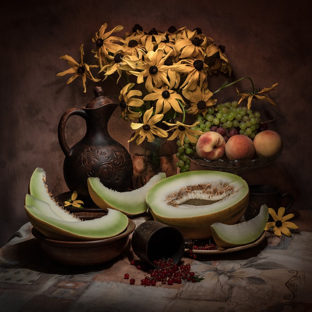 Rustic Harvest Still Life by Viktor Cherkasov