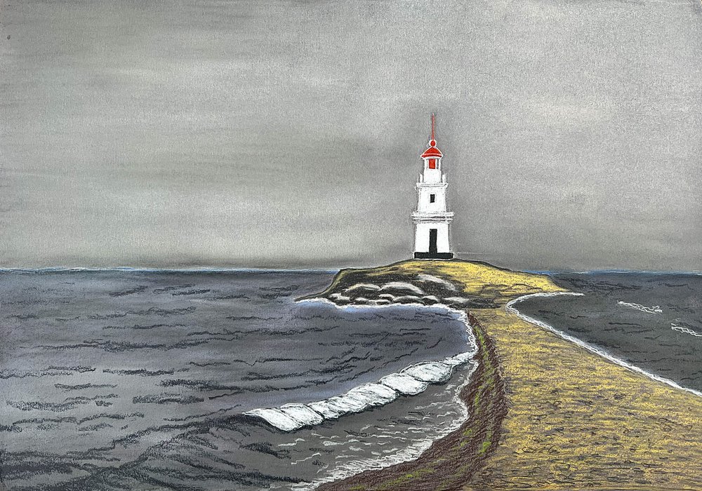 Lighthouse on Coastal Path by Viktoriia Saunina