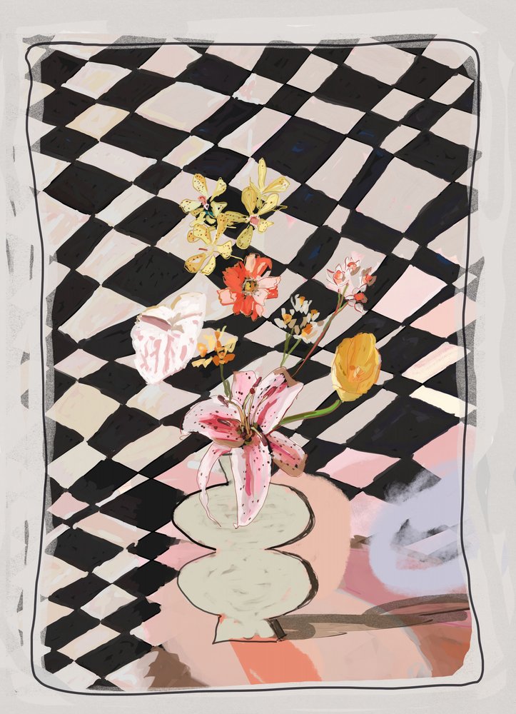 Checkerboard Floral Arrangement by XHOZUCAN