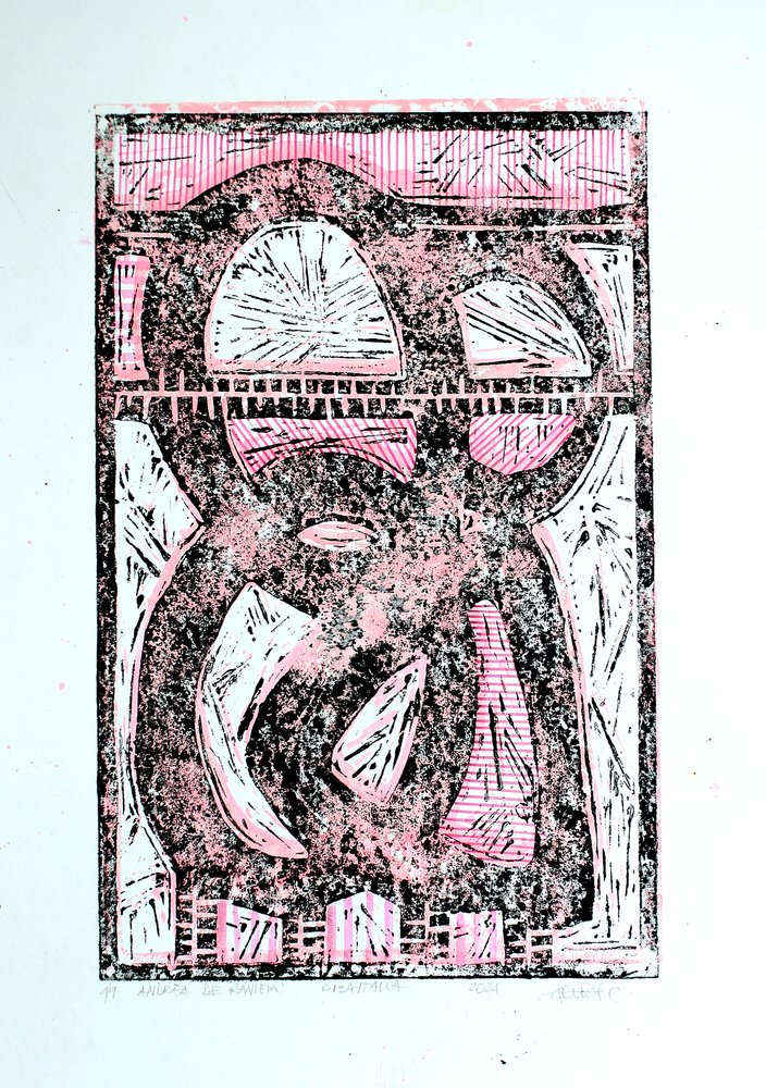 Bold Pink Abstract Shapes by andrea de ranieri