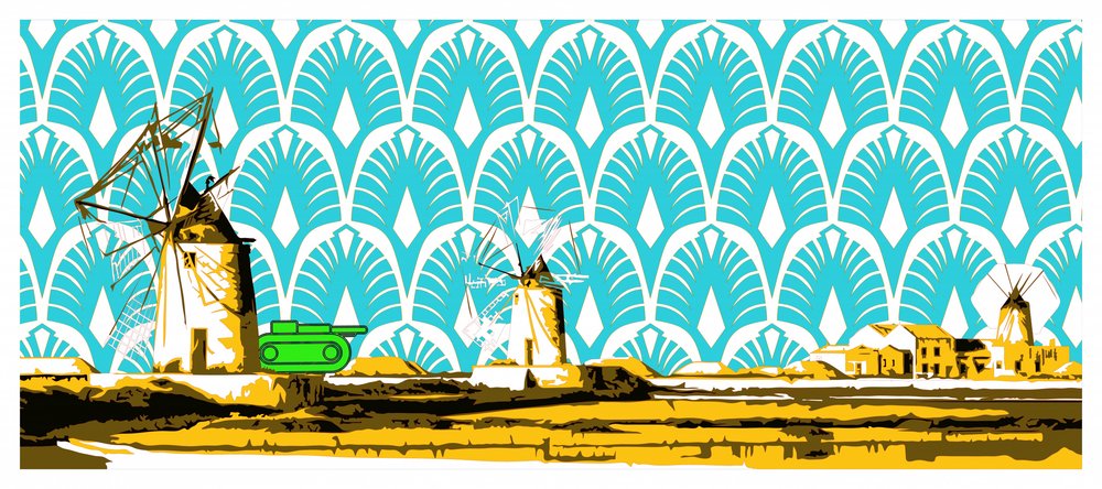 Windmills and Green Tank by andrea de ranieri