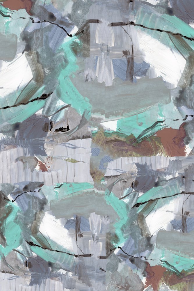 Abstract Teal Brushstrokes by cartissi