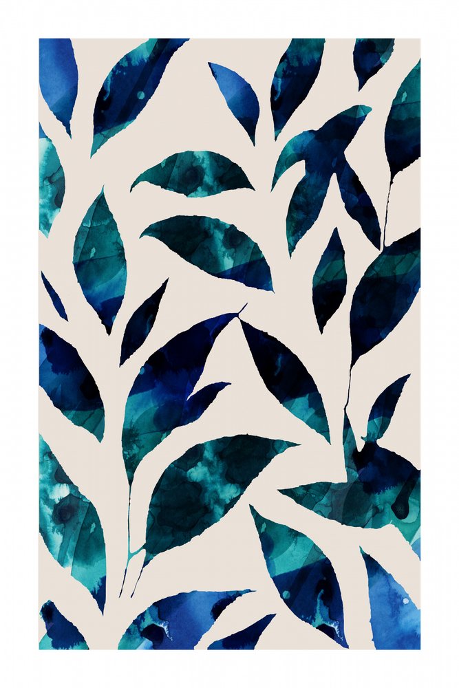 Blue Teal Leaves by cartissi