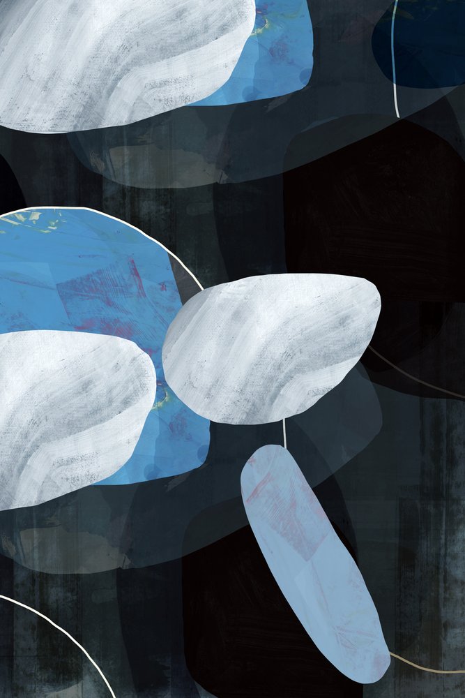 Deep Blue Floating Shapes by cartissi
