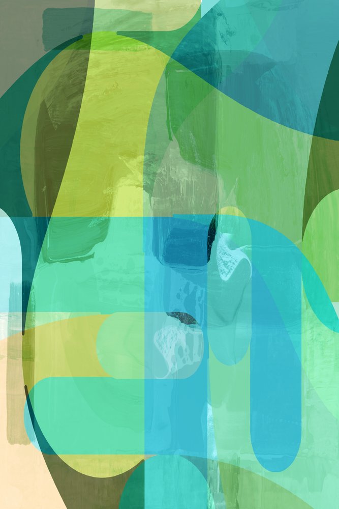 Fluid Green Blue Abstract by cartissi