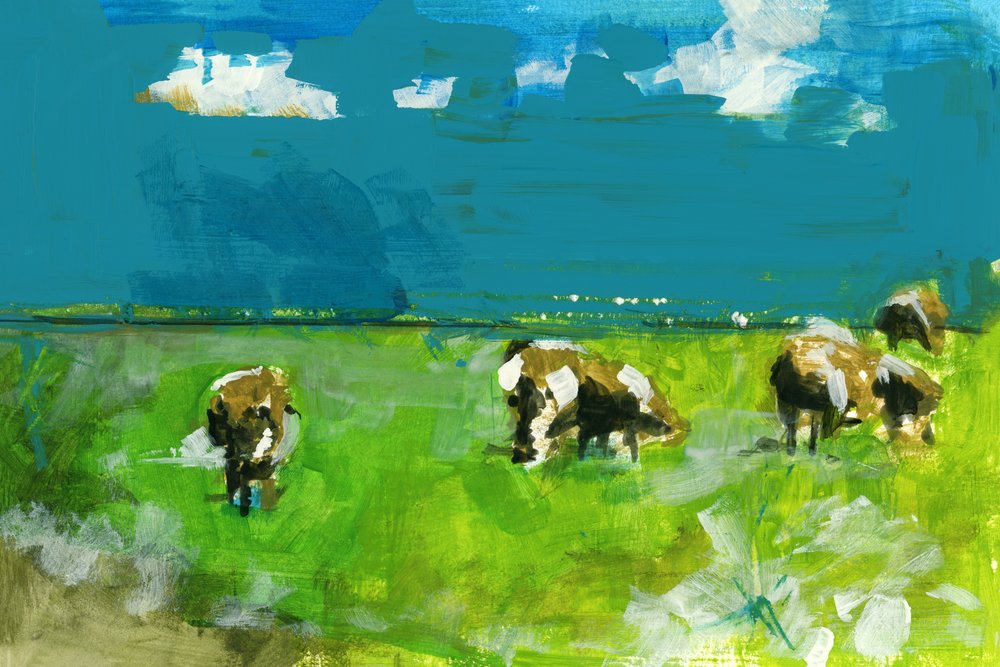 Grazing Cows Landscape by cartissi