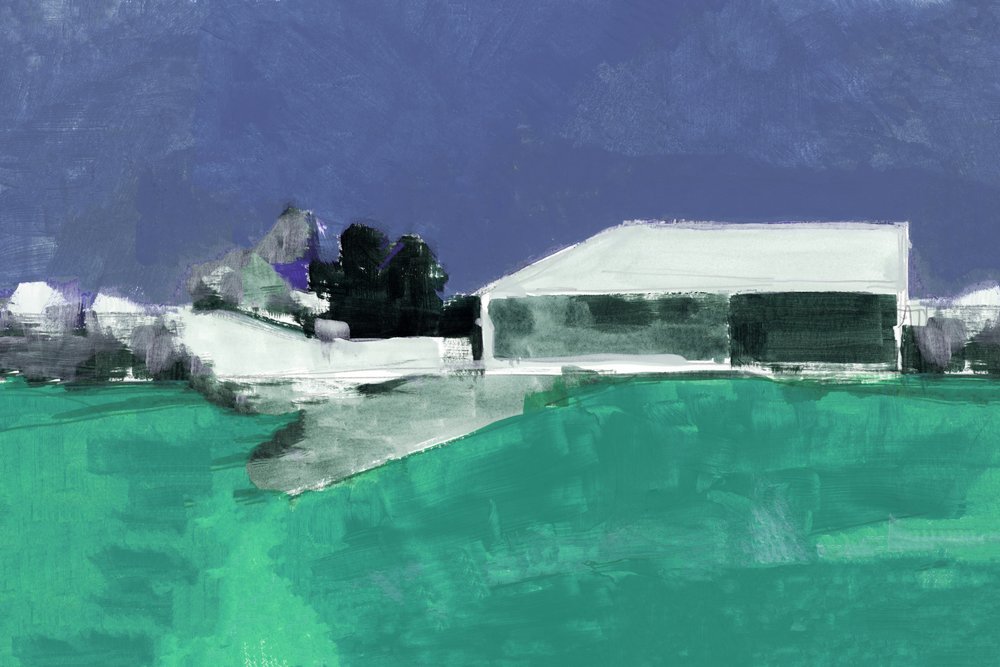 Modern House Green Field by cartissi