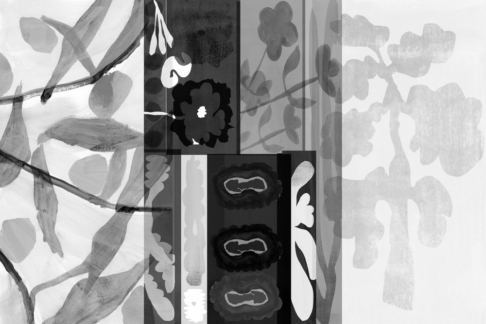Monochrome Botanical Patterns by cartissi