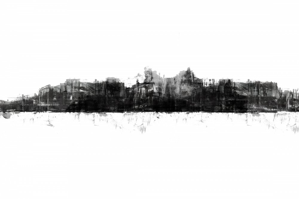 Monochrome City Silhouette by cartissi